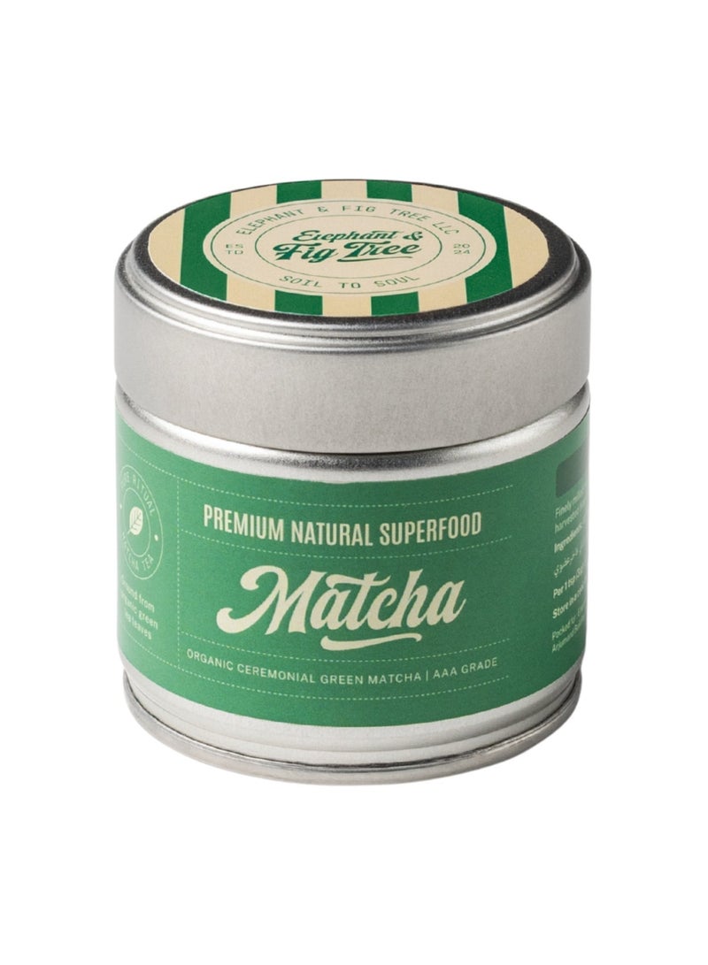 Elephant & Fig Tree Organic Ceremonial Grade Matcha Green Tea Powder 30g ,Japanese Premium Superfood for Lattes, Smoothies & Tea - Image 1