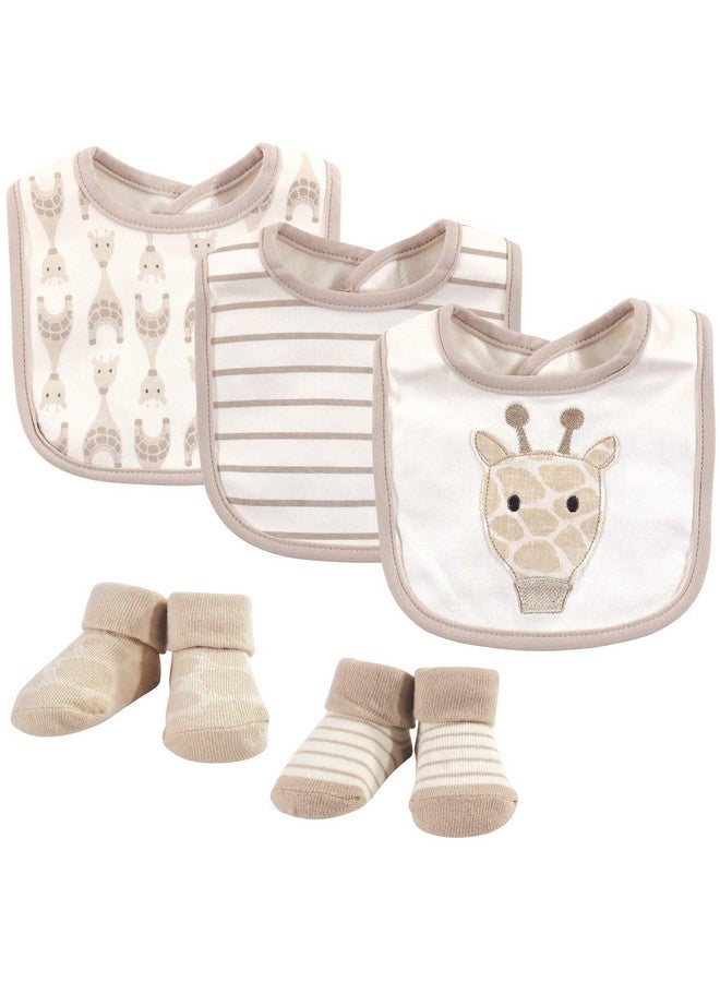 hudson baby Hudson Baby Unisex Baby Cotton Bib and Sock Set, Giraffe, One Size