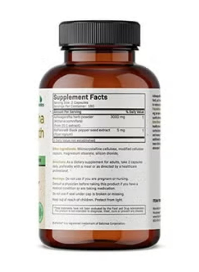 إكسترا كبسولات اشواغاندا قوة إضافية 3000 ملغ، تركيبة لتخفيف التوتر، دعم المزاج الطبيعي، 120 كبسولة - Image 3