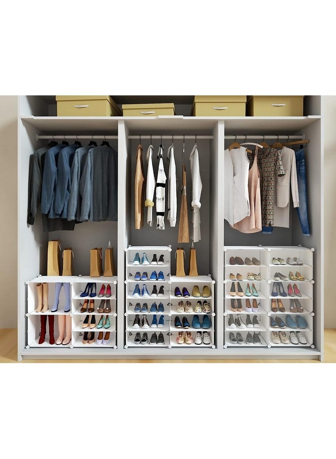 AYSIS AYSIS Shoe Rack Organizer, 36 Pair Shoe Storage Cabinet with Door Expandable Plastic Shoe Shelves for Closet,Heels,Boots,Slippers (12-Shelf, White) - Image 2