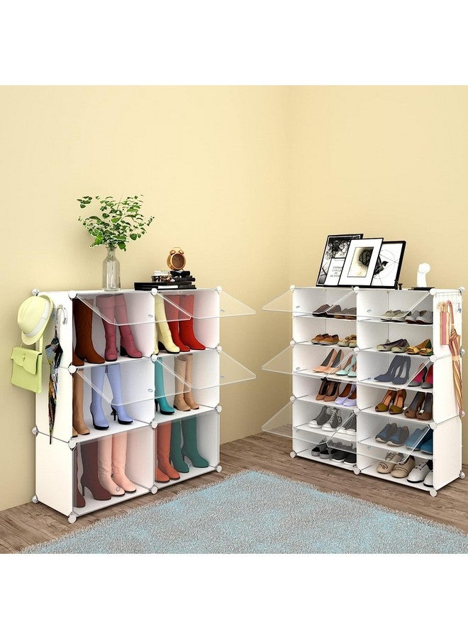 AYSIS AYSIS Shoe Rack Organizer, 36 Pair Shoe Storage Cabinet with Door Expandable Plastic Shoe Shelves for Closet,Heels,Boots,Slippers (12-Shelf, White) - Image 5
