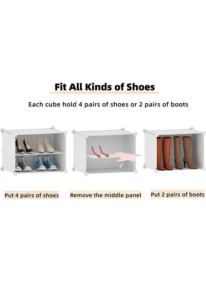 AYSIS AYSIS Shoe Rack Organizer, 36 Pair Shoe Storage Cabinet with Door Expandable Plastic Shoe Shelves for Closet,Heels,Boots,Slippers (12-Shelf, White) - Image 4
