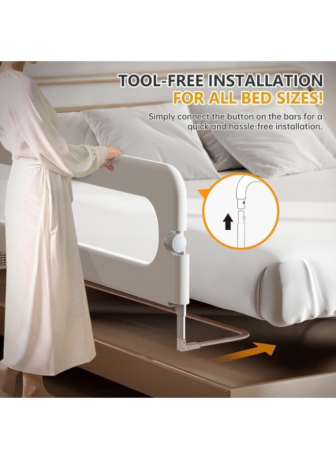 NANAO حواجز سرير DMG للأطفال الصغار للسرير، حواجز سرير قابلة للطي للأطفال، حواجز سرير محمولة لحماية الأطفال، حواجز سرير آمنة للسرير المزدوج، الملكة، الملك، والأسرة كاملة الحجم (180 سم) - Image 3