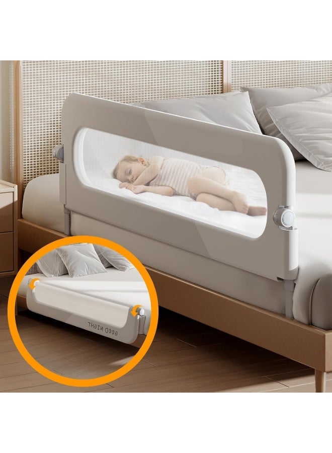 NANAO حواجز سرير DMG للأطفال الصغار للسرير، حواجز سرير قابلة للطي للأطفال، حواجز سرير محمولة لحماية الأطفال، حواجز سرير آمنة للسرير المزدوج، الملكة، الملك، والأسرة كاملة الحجم (180 سم) - Image 1