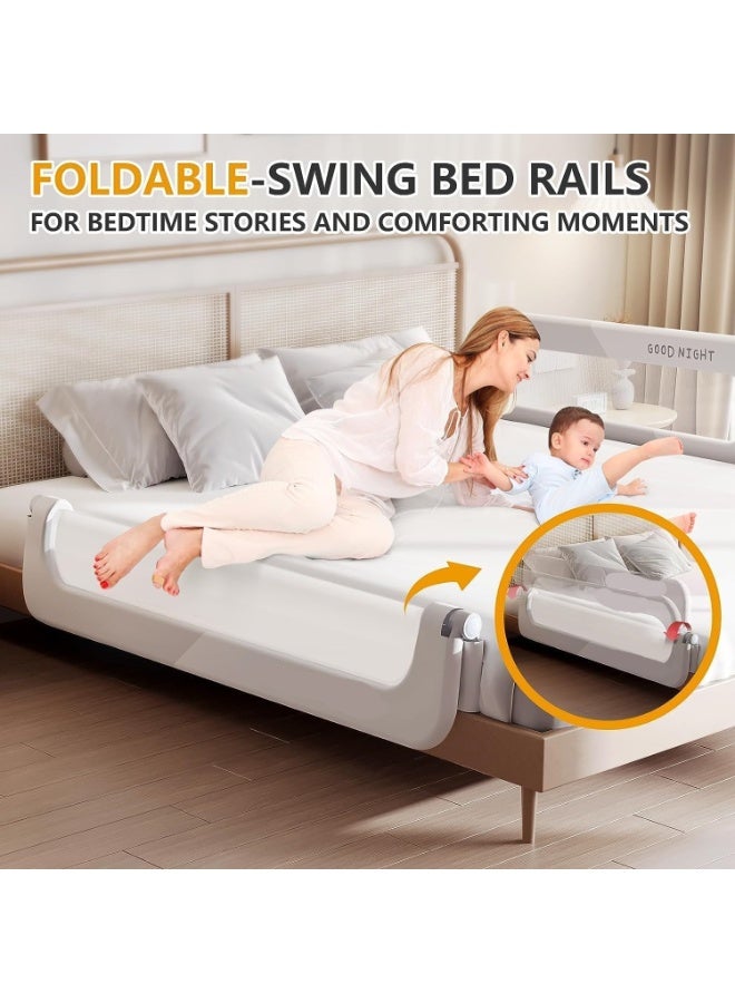 NANAO حواجز سرير DMG للأطفال الصغار للسرير، حواجز سرير قابلة للطي للأطفال، حواجز سرير محمولة لحماية الأطفال، حواجز سرير آمنة للسرير المزدوج، الملكة، الملك، والأسرة كاملة الحجم (180 سم) - Image 4