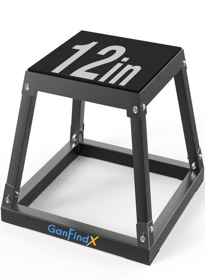 GanFindX 12In Metal Plyometric Jump Box, Heavy Duty Plyometric Platform with Anti Slip Surface, Fitness Exercise Step Up Box for Home Gym Training, Agility and Strength Conditioning - Image 1