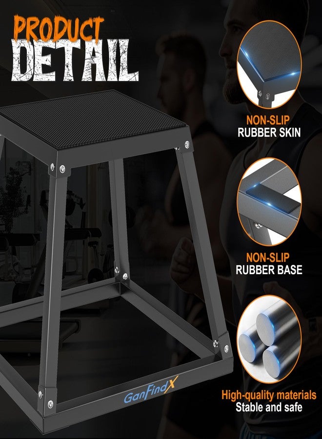 GanFindX 12In Metal Plyometric Jump Box, Heavy Duty Plyometric Platform with Anti Slip Surface, Fitness Exercise Step Up Box for Home Gym Training, Agility and Strength Conditioning - Image 4