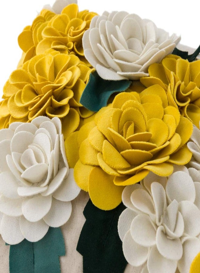 KINGROSE 3D Flower Throw Pillow Cover Home Decorative Accent Pillow Case Sham Square Cushion Cover Sofa Bed Couch Living Room 18 x 18 Inches Yellow White - Image 3