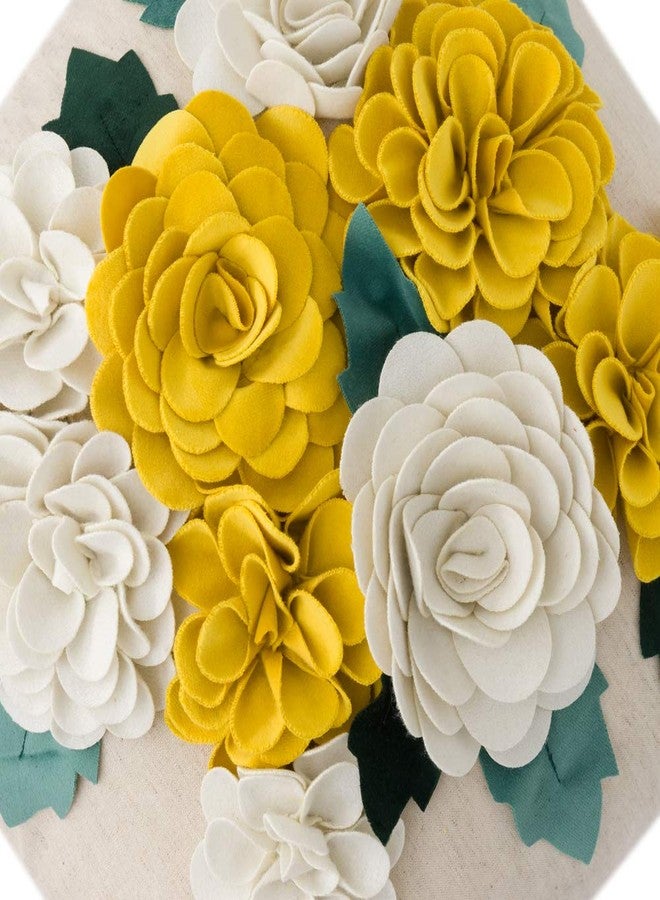 KINGROSE 3D Flower Throw Pillow Cover Home Decorative Accent Pillow Case Sham Square Cushion Cover Sofa Bed Couch Living Room 18 x 18 Inches Yellow White - Image 2