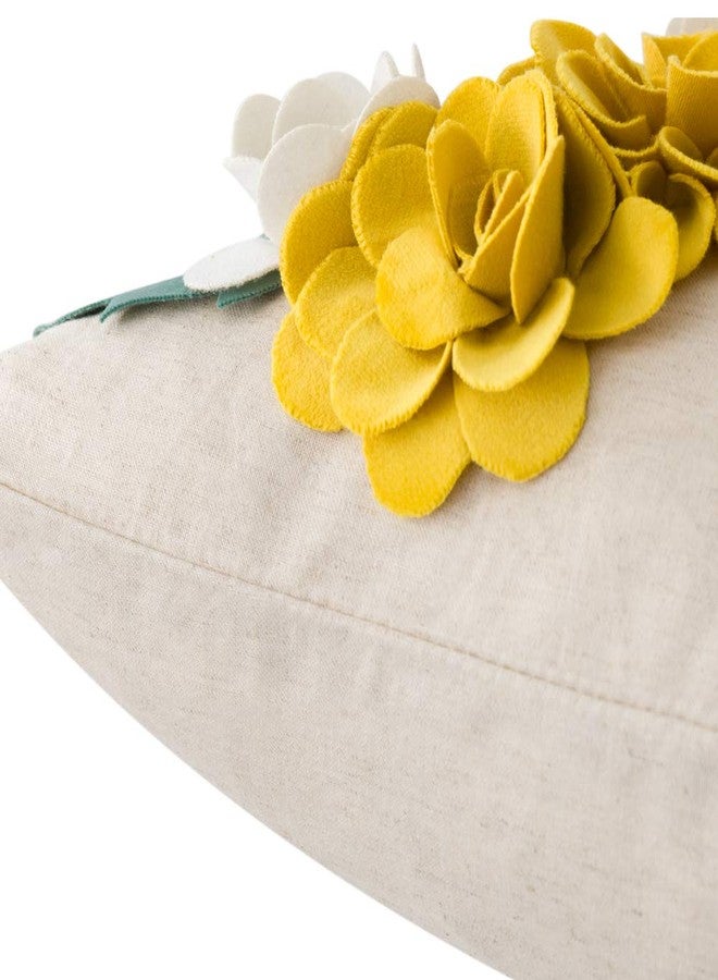 KINGROSE 3D Flower Throw Pillow Cover Home Decorative Accent Pillow Case Sham Square Cushion Cover Sofa Bed Couch Living Room 18 x 18 Inches Yellow White - Image 4