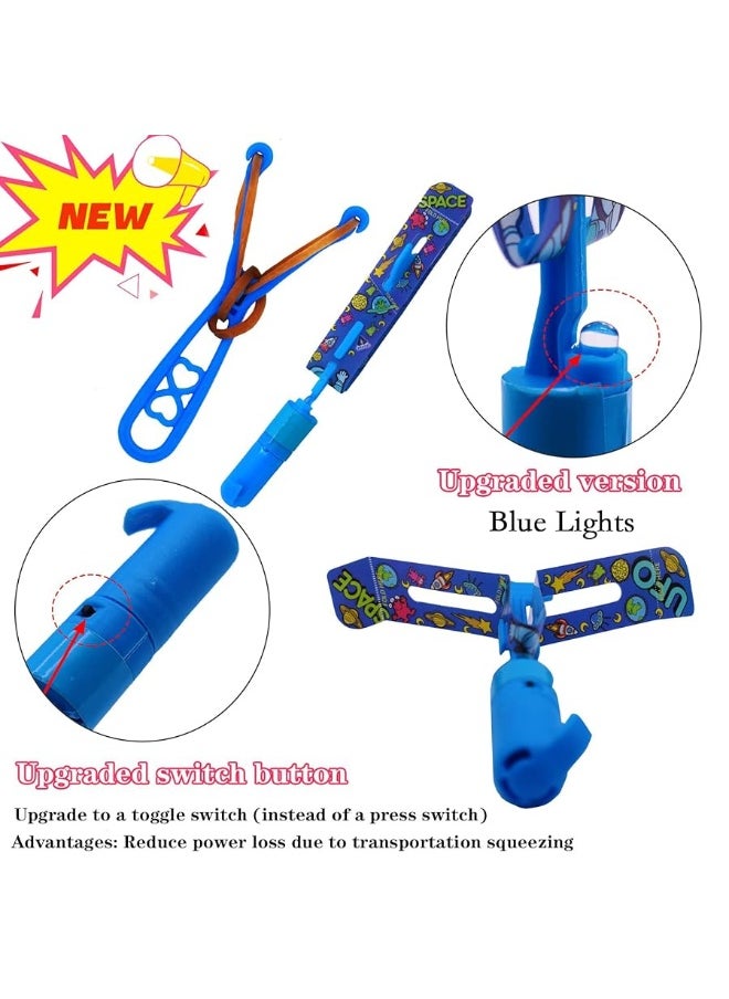 JX - JX Rocket Slingshot Flying Toys with Led Lights,12Pcs LED Arrow Helicopters + 12Pcs Launchers,Summer Outdoor Game LED Slingshot Toy for Kids, Glow in The Dark Kids Party Supplies - Image 1