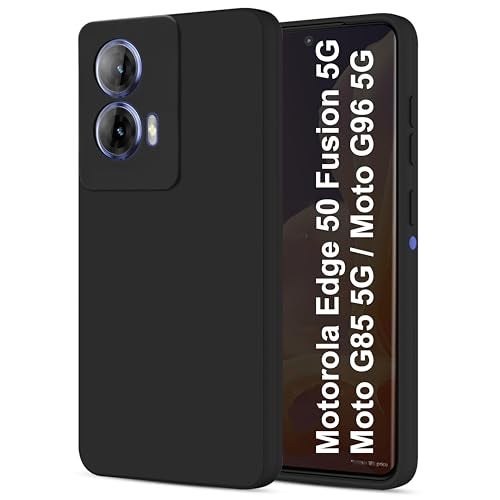 SBMS Silicone Back Cover Case for Motorola Edge 50 Fusion 5G / Moto G85 5G / Moto G96 5G | Soft Micro-Fibre Lining Inside | Camera Protection Bump | Shockproof Back Cover Case for Moto G96 5G (Black) - Image 1