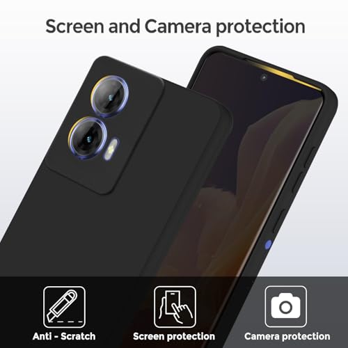 SBMS Silicone Back Cover Case for Motorola Edge 50 Fusion 5G / Moto G85 5G / Moto G96 5G | Soft Micro-Fibre Lining Inside | Camera Protection Bump | Shockproof Back Cover Case for Moto G96 5G (Black) - Image 2
