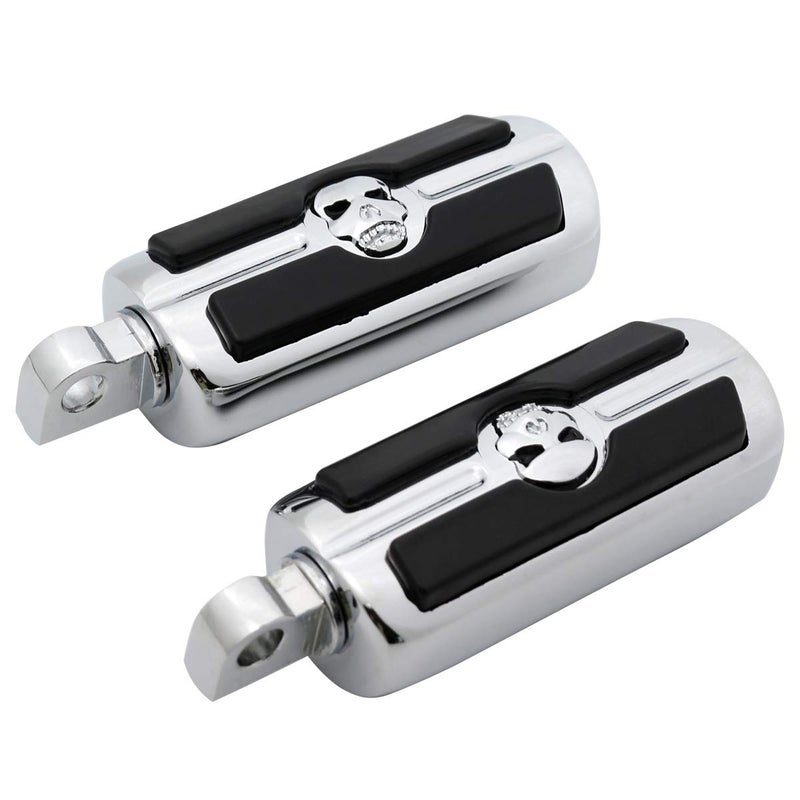 FATECIM Motorcycle Skull Foot Pegs Pedals Rests Motorbike Highway Pegs Male Mount for Harley Dyna Fat Bob Touring Road Glide Street Glide Sportster 883 Fat Boy Chrome