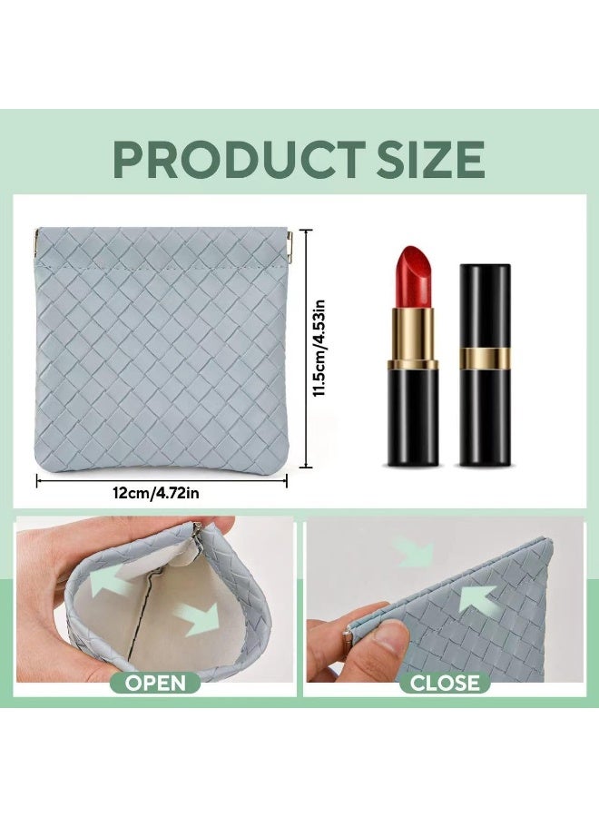 4pcs حقائب مستحضرات التجميل الصغيرة، ميني الجلد جيب حقيبة مستحضرات التجميل، الجلد نسيج أكياس المكياج، الماء المحمولة العملة محفظة للعملات، البطاقات، أحمر الشفاه، المجوهرات والبنود الصغيرة - Image 4