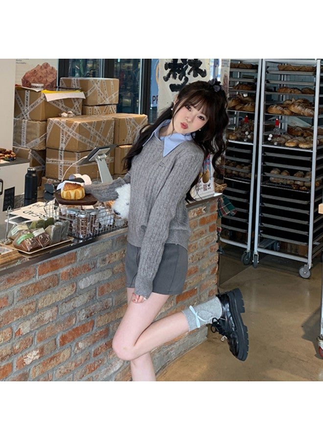 Modal Preppy Style Retro Cable Knit Sweater, Round Neck Pullover, Versatile Casual Age-Reducing Slim-Fitting Base Layer Top For Women - Image 5