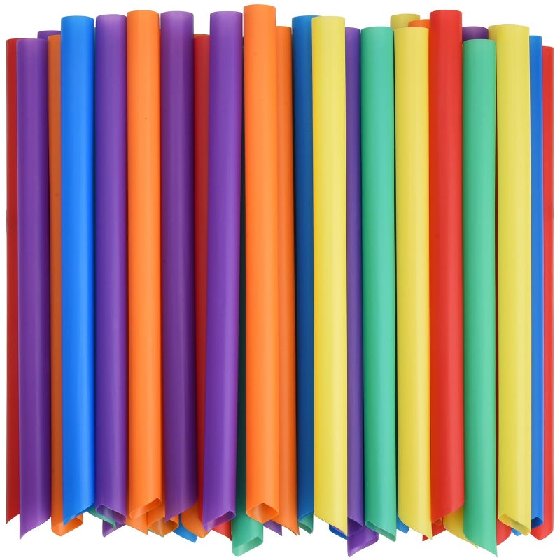ALINK 100 PCS Solid Color Plastic Boba Straws, 12mm Extra Wide Disposable Smoothie Straws for Bubble Tea, Popping Pearls - 8.5 inch Pointed Design - Image 1