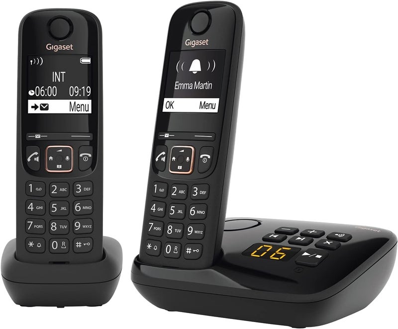 جيجاست جيجاسيت A694 AM DUO - هاتفان لاسلكيان من نوع DECT مع جهاز رد - دليل هاتف كبير - استخدام بديهي، أسود [إصدار المملكة المتحدة] - Image 1