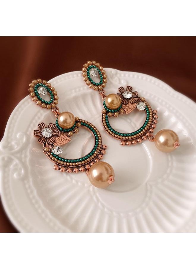 نيبمينينت Zhonggu Vintage Jewelry 925 Silver Needle Earrings Niche Light Luxury High Sense Temperament Female 