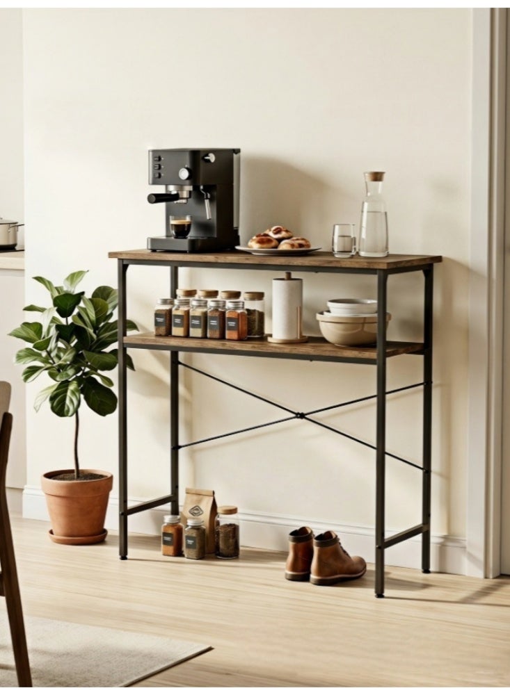 Zanotta Narrow Console Table Reception Table, 2 Tier Small Entryway Table, Sofa Table with 2 Support Bar, Couch Table, Thin Side Table, Display Table for Living Room, Hallway, Bedroom, Foyer, 100 L*30W*93H - Image 1