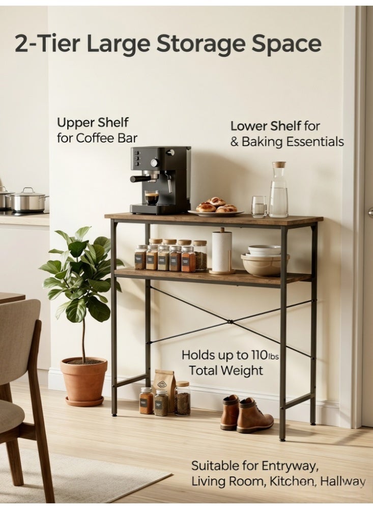 Zanotta Narrow Console Table Reception Table, 2 Tier Small Entryway Table, Sofa Table with 2 Support Bar, Couch Table, Thin Side Table, Display Table for Living Room, Hallway, Bedroom, Foyer, 100 L*30W*93H - Image 4
