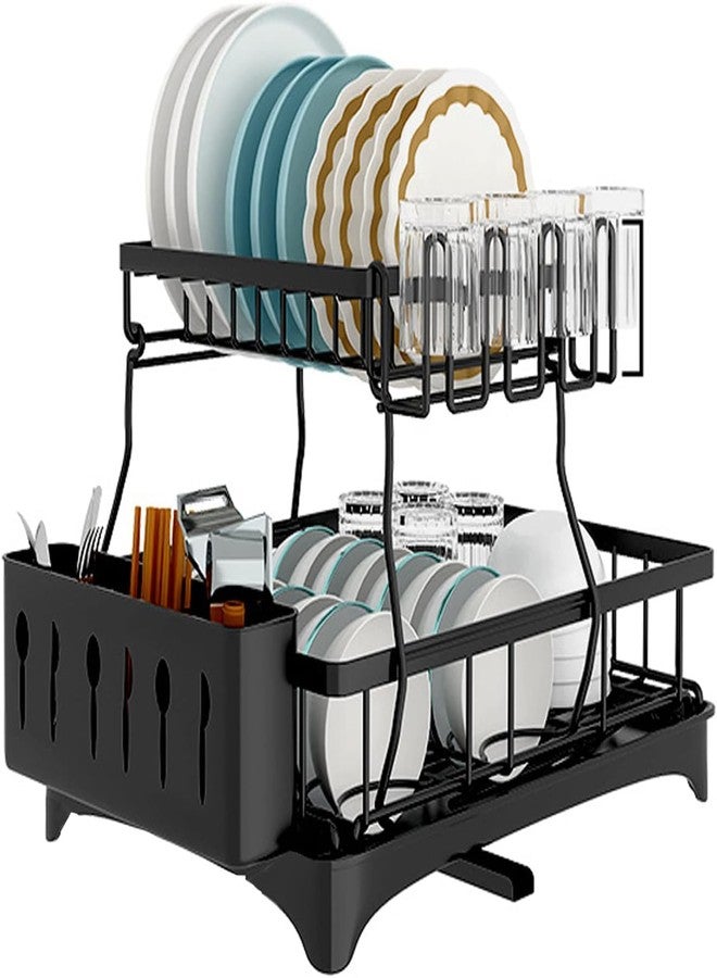 Glaceon Expandable Two Tier Dish Rack for Kitchen Counter, Extendable Over The Sink Dish Drainer, Large Multifunctional Dish Strainer with Removable Top Shelf for in Sink Use. - Image 1