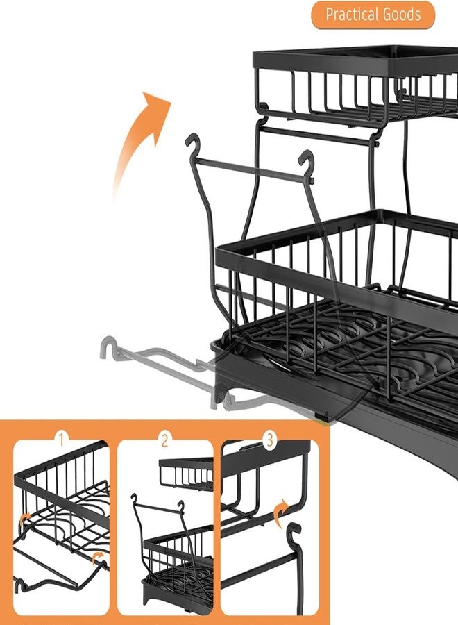 Glaceon Expandable Two Tier Dish Rack for Kitchen Counter, Extendable Over The Sink Dish Drainer, Large Multifunctional Dish Strainer with Removable Top Shelf for in Sink Use. - Image 3