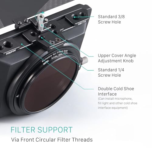 Tilta Mini Matte Box 15mm Rod Adapter 4 Lens Adapters Lightweight Filter Support Top Flag Dual Cold Shoe Mount Designed for Mirrorless DSLR MBT15 - Image 3
