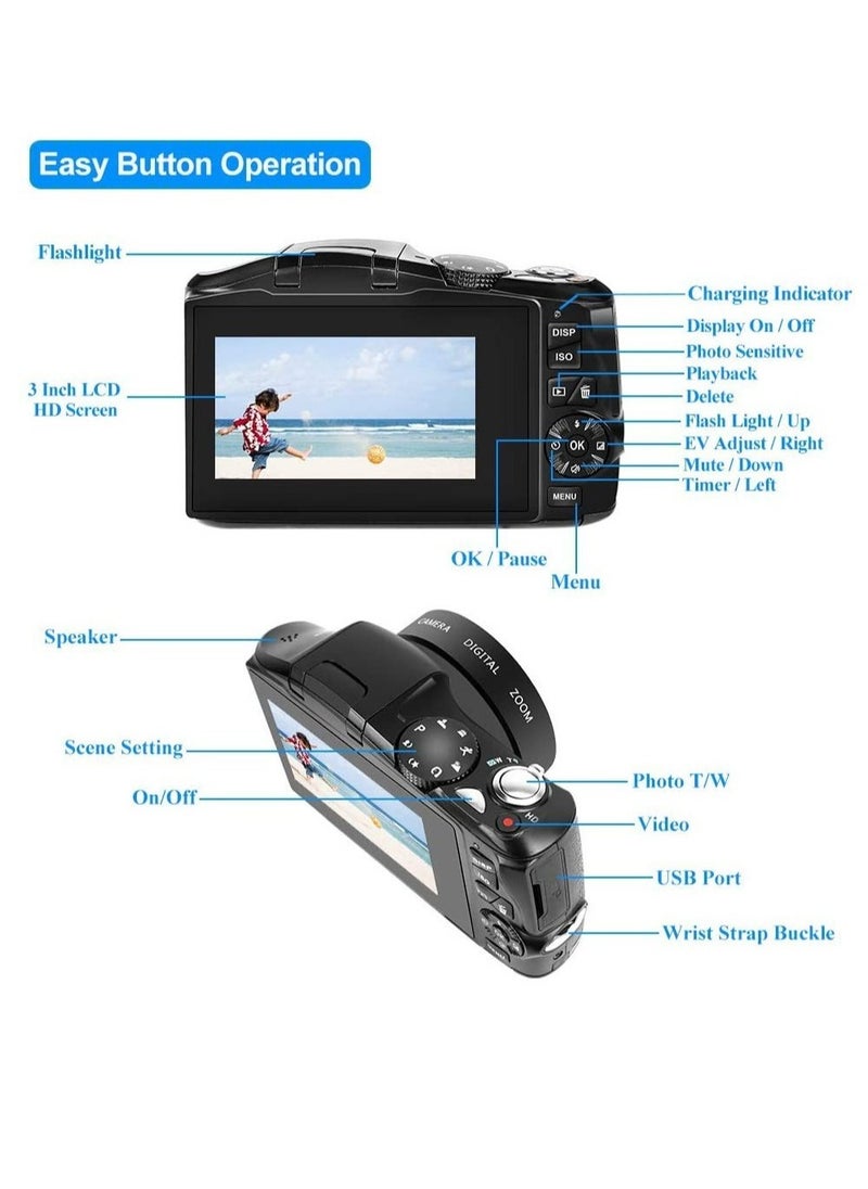 Generic - 4K/60FPS 48MP High Resolution Digital Camera Multifunctional Portable 16X Digital Zoom Video Camcorder - Image 1