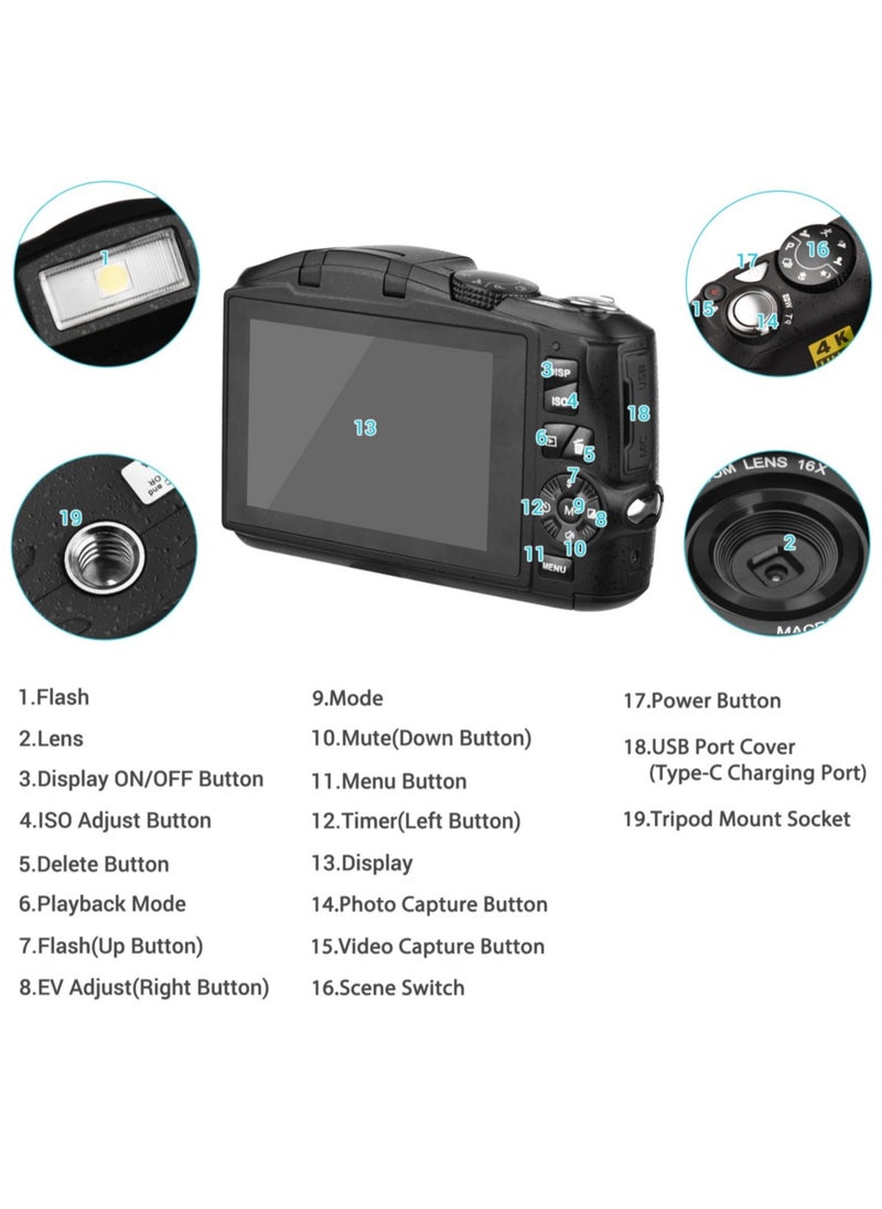 4K/60FPS 48MP High Resolution Digital Camera Multifunctional Portable 16X Digital Zoom Video Camcorder - pzsku/Z865854AF98F95ACB4924Z/45/_/1737688731/82fe7602-80b9-4534-8496-cbb63da150ed