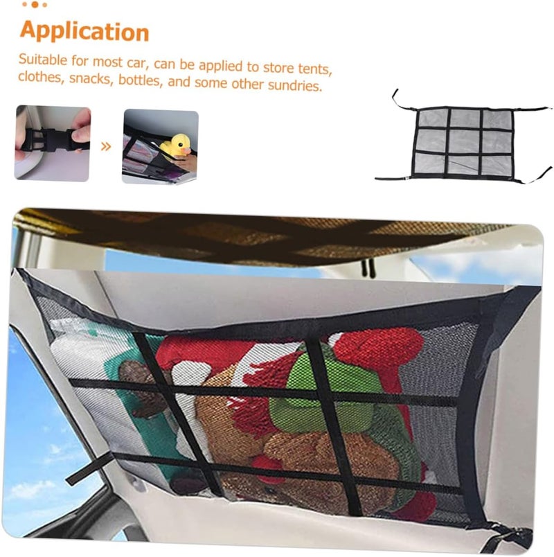 Double-Layer Car Roof Storage Net Cargo Net Pocket Polyester Car Ceiling Cargo Organizer Fit - Image 4