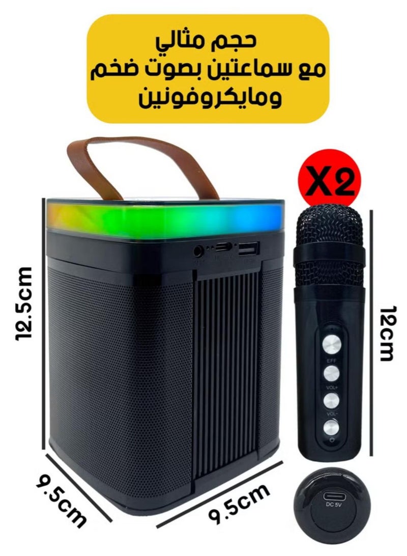Denx Portable Wireless Bluetooth Karaoke Speaker with 2 Microphones - Image 2