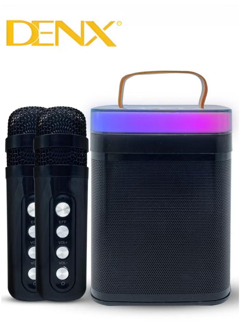 Denx Portable Wireless Bluetooth Karaoke Speaker with 2 Microphones - Image 1