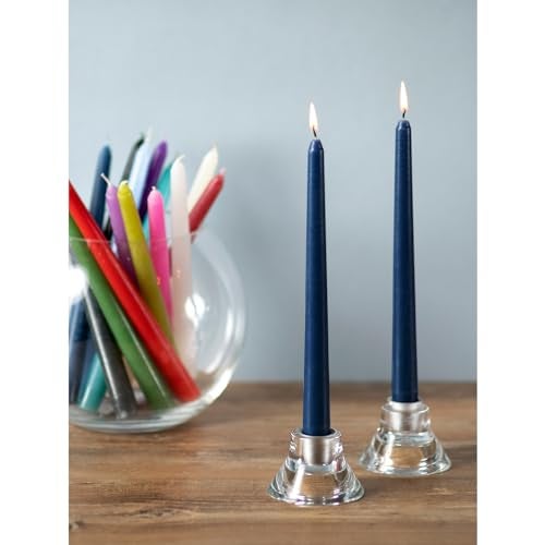 CANDWAX 10 inch Tapered Candles - Set of 12 Dripless Unscented Candlesticks - Perfect for Dinner and Decor Use - Dark Blue - Image 5