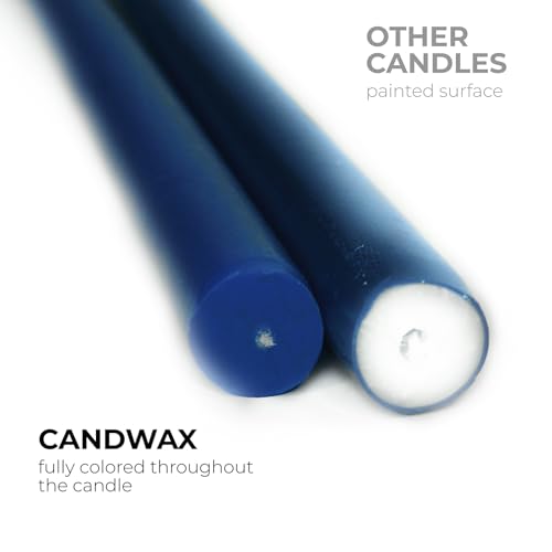 CANDWAX 10 inch Tapered Candles - Set of 12 Dripless Unscented Candlesticks - Perfect for Dinner and Decor Use - Dark Blue - Image 2