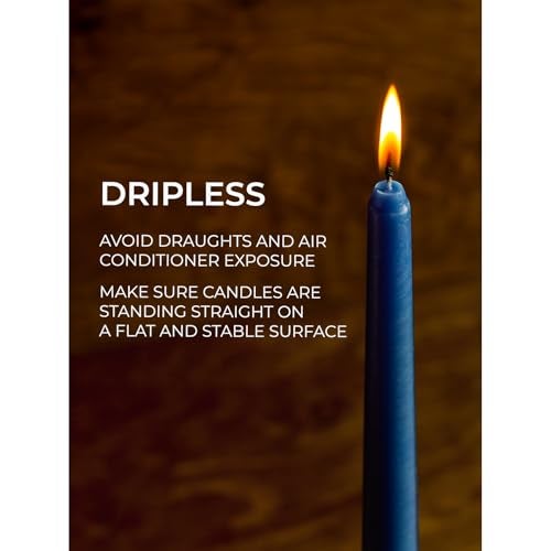 CANDWAX 10 inch Tapered Candles - Set of 12 Dripless Unscented Candlesticks - Perfect for Dinner and Decor Use - Dark Blue - Image 4
