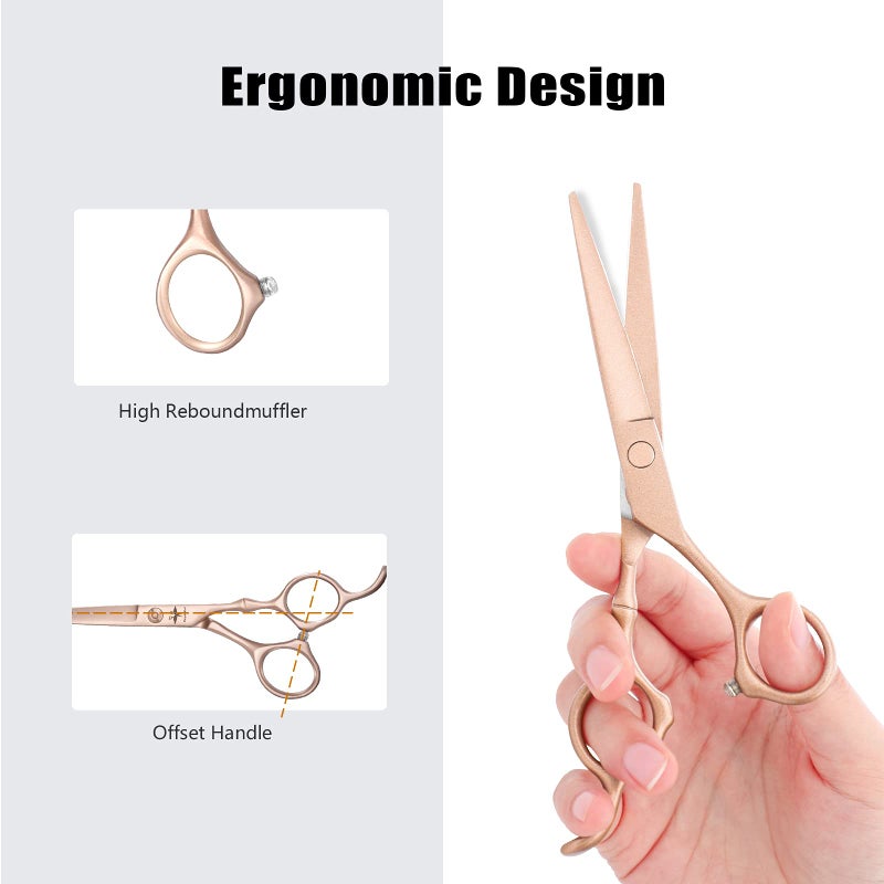 PURPLEBIRD Hair Cutting Scissors Professional Barber 6 inch Hairdressing Shear PURPLEBIRD Salon Razor Edge Haircut Trimming Kit for Men, Women, and Kids, Japanese Stainless Steel, Rose Gold - Image 3