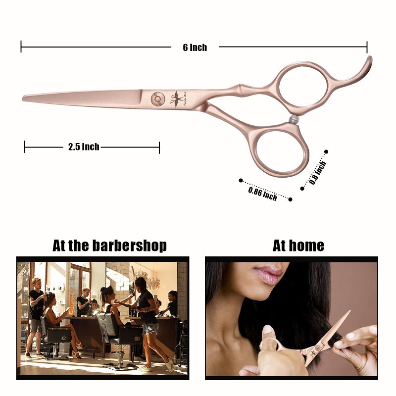 PURPLEBIRD Hair Cutting Scissors Professional Barber 6 inch Hairdressing Shear PURPLEBIRD Salon Razor Edge Haircut Trimming Kit for Men, Women, and Kids, Japanese Stainless Steel, Rose Gold - Image 4