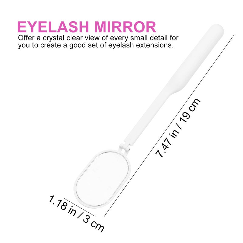 White Folding Eyelash Mirror Compact Handheld Makeup Inspection Tool for Eyelash Extensions - Image 3