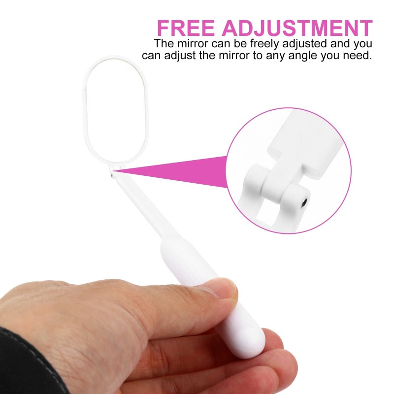 White Folding Eyelash Mirror Compact Handheld Makeup Inspection Tool for Eyelash Extensions - Image 4