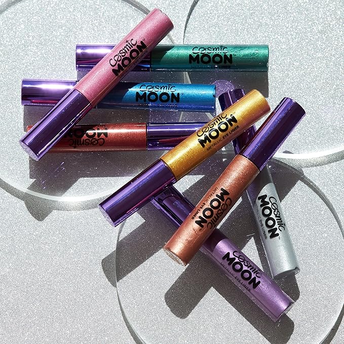 Cosmic Moon Metallic Eyeliner Cosmic Moon Silver Make up Eye Liner Pearl Shimmer Eye Shadow - Image 4