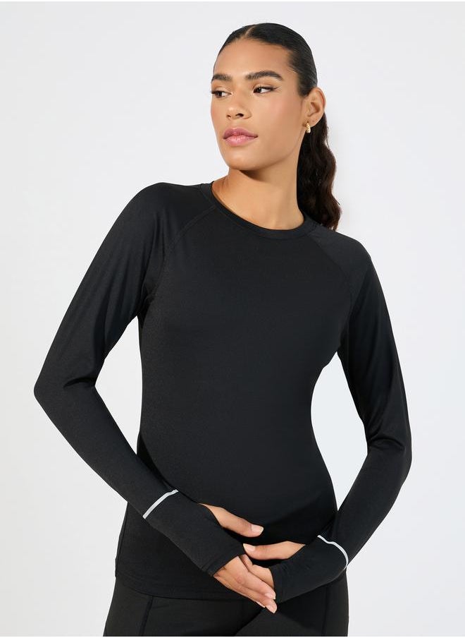 Styli Wrist & Back Reflective Stripe Detail Long Sleeve Top  - Image 1