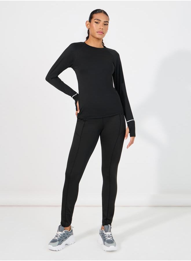 Styli Wrist & Back Reflective Stripe Detail Long Sleeve Top  - Image 2