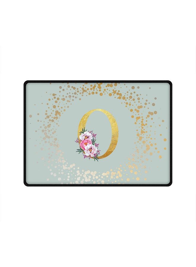 Stylizedd Designer Gaming Mouse Pad Anti-Skid Mousepad Large Keyboard Mouse Pad Desk Mat Custom Monogram Initial Letter Floral Pattern Alphabet - O(Light Grey) - Image 1