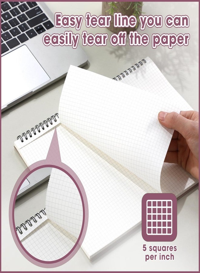 Resurhang 4 Pcs 8.66 x 11.69 Inch Top Bound Spiral Notebooks Horizontal A4 Office Steno Book 5mm-Squared Durable Spiral White Paper 70 Sheets for Business (Morandi) - Image 4