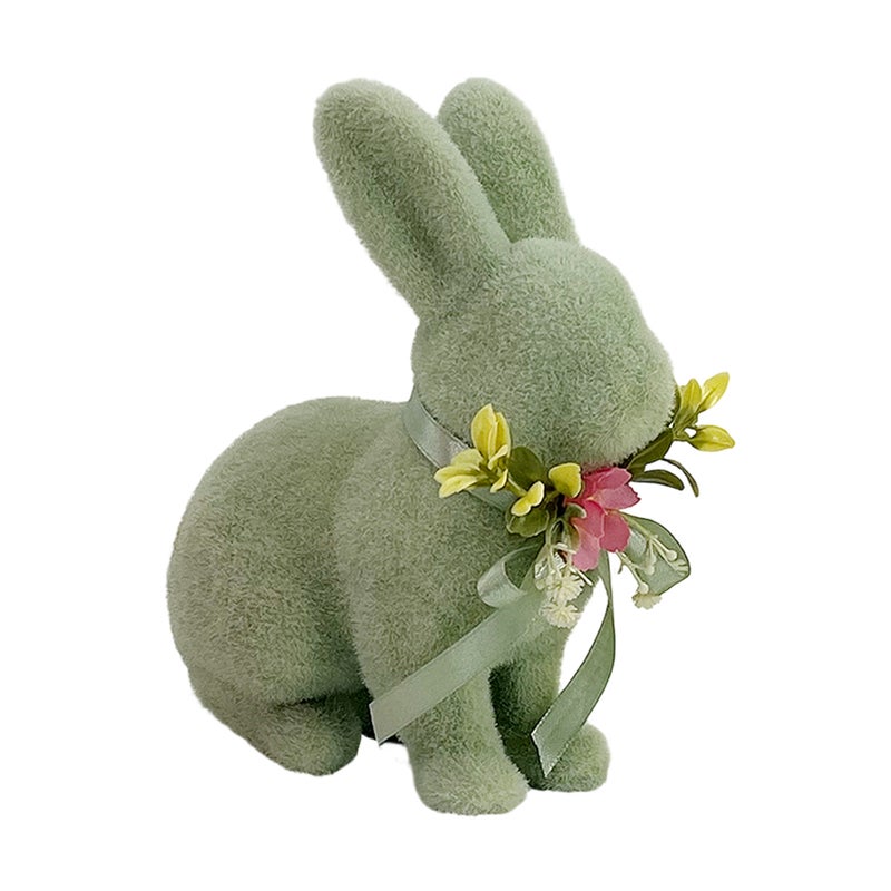 Party Magic Green Bunny Decoration 15x9x19.5cm – Woodland Easter Figurine for Rustic Spring Decor - Image 1