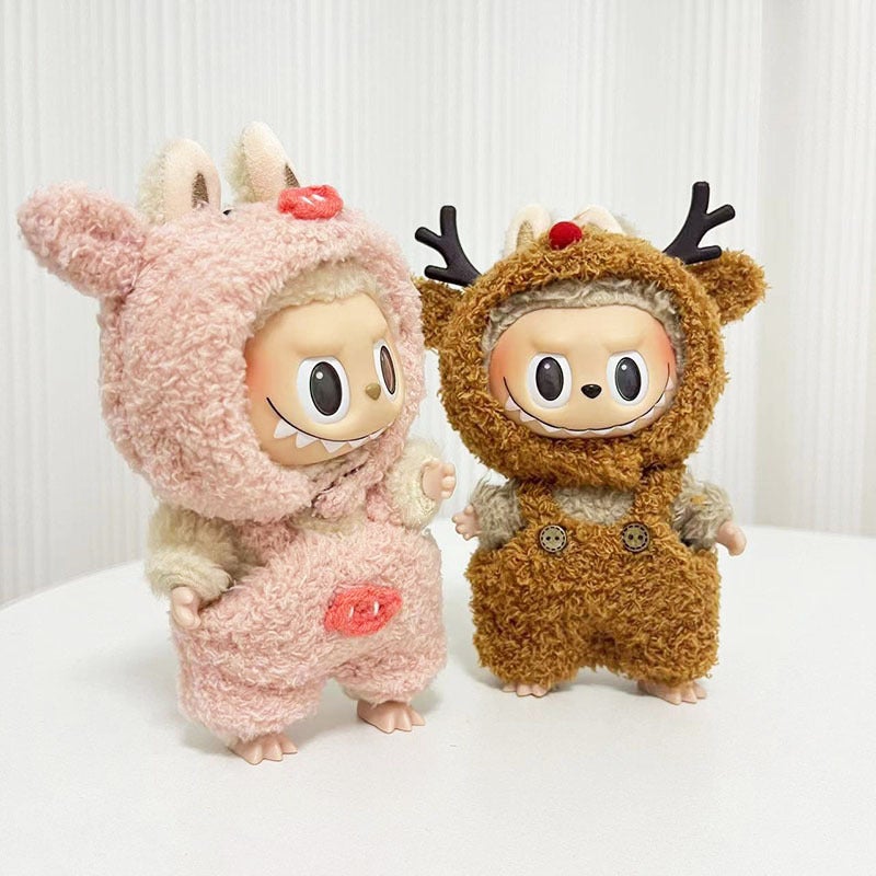 17Cm Blind Box Pull Cloth For Cloud Velvet Small Elk Suspender Pants Suit Labubu Pendant Pig Christmas Clothes - Image 4