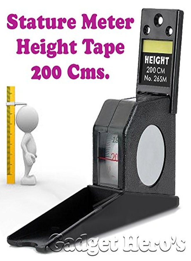 Gadget Hero's مقياس طول من جادجيت هيرو، شريط قياس، مقياس طول 200 سم = 78 بوصة / 2 متر، يُثبت على الحائط. مثالي للمنزل، المكتب، المدرسة، أو عيادة الطبيب. أسود - Image 4