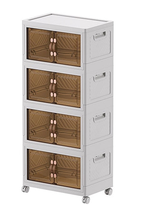 4 Layers Multi-Functional Foldable Storage Cabinet with Doors and Wheels (136L)
