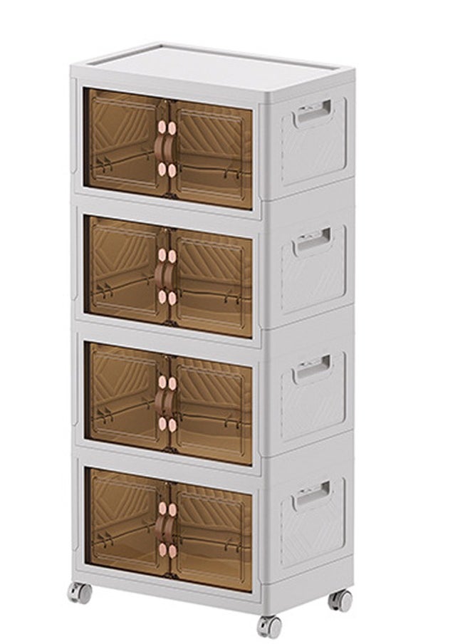 keke - 4 Layers Multi-Functional Foldable Storage Cabinet with Doors and Wheels (136L) - Image 1